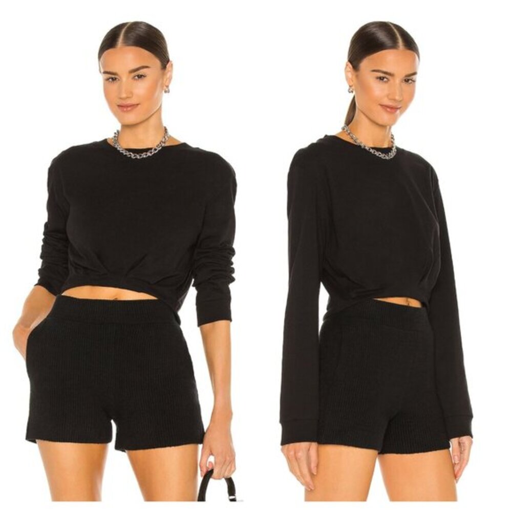 RtA Jesse Tee 100% Cotton Cropped Long Sleeve Top L Black